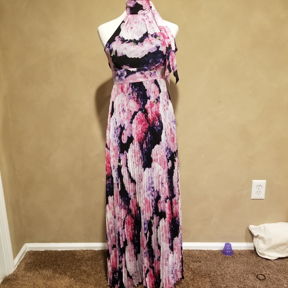 Eliza J Chiffon Halter Maxi Dress Petite